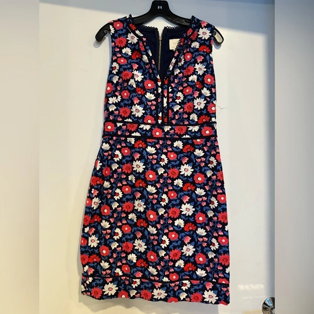 Kate Spade Floral Daisy Jacquard Sleeveless Sheath Mini Dress Boho Preppy Sz 10